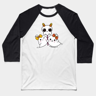 two ghosts cute spooky, cute skull ghost illustration Baseball T-Shirt